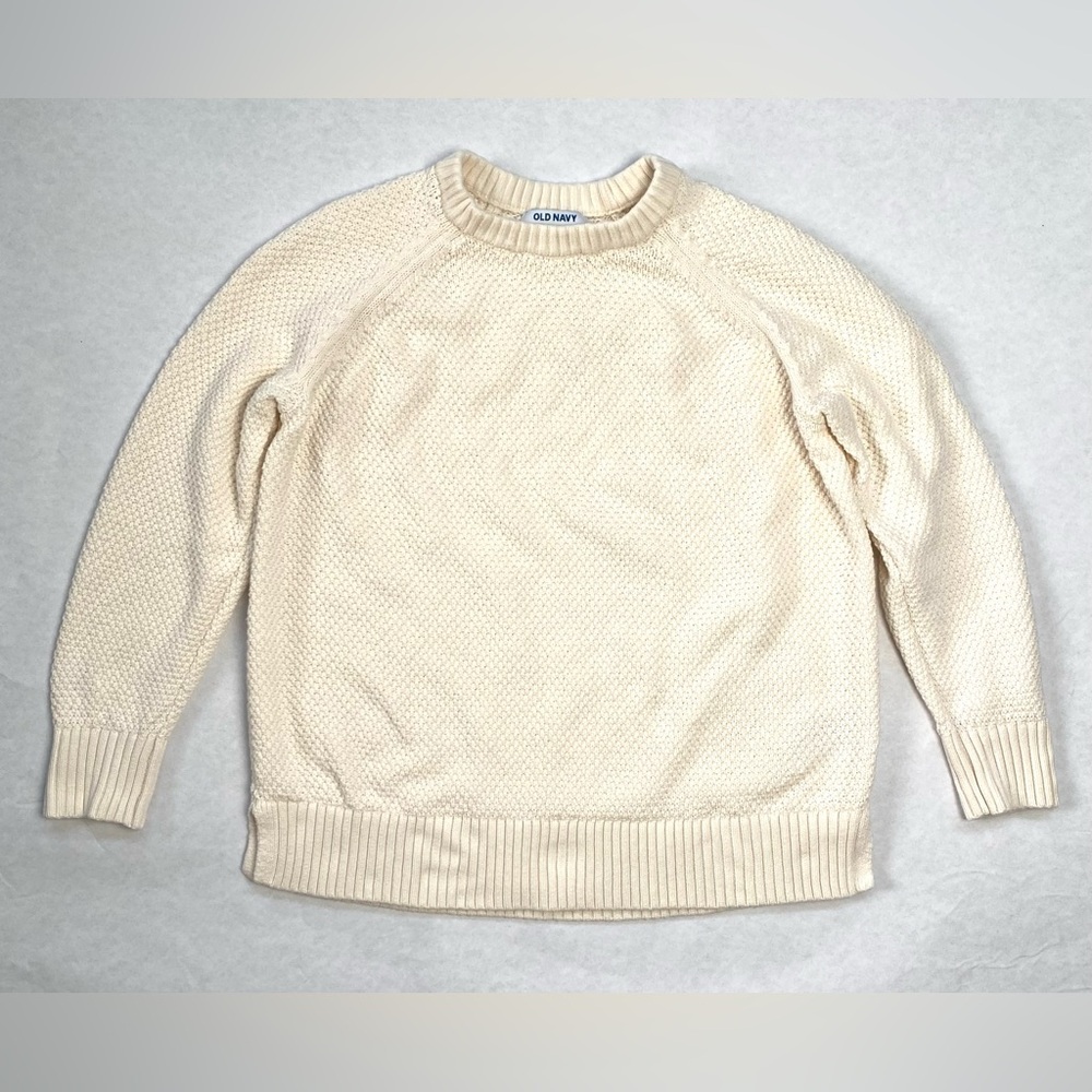 Old Navy Women’s Cream Textured Pullover Tunic Sweater Crew Neck Size S - Picture 3 of 11